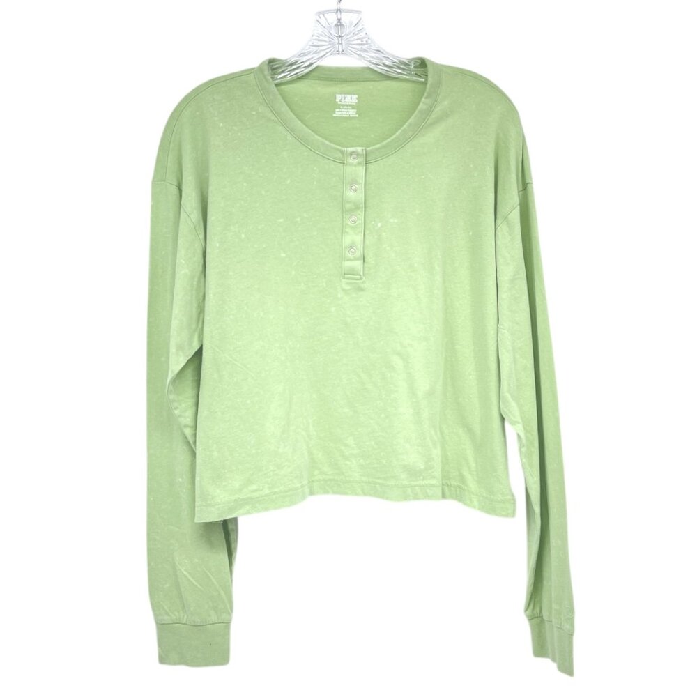 PINK Victoria's Secret Cropped Long Sleeve Henley NWT Sz M